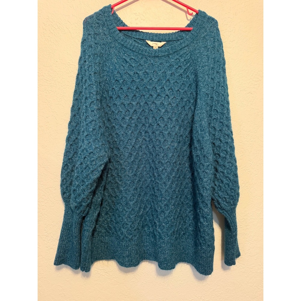 Terra & Sky Blue Cable Knit Pullover Sweater Women 2X 20W-22W TS40100016206